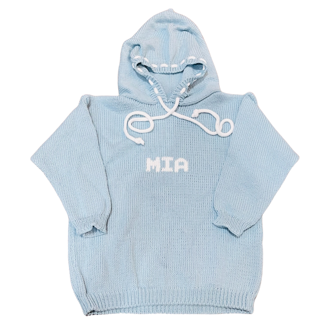 Name Hoodie- Light Blue/White