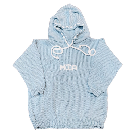 Name Hoodie- Light Blue/White