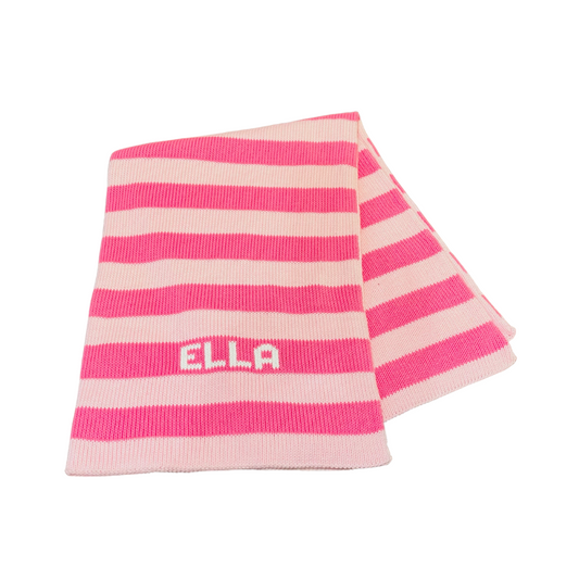 Stripe Stroller Blanket - Bright Pink/Light Pink