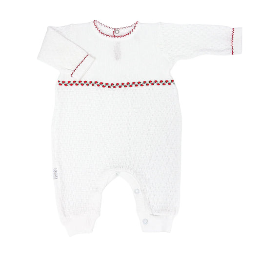 Knit Ruth Romper - Red Trim