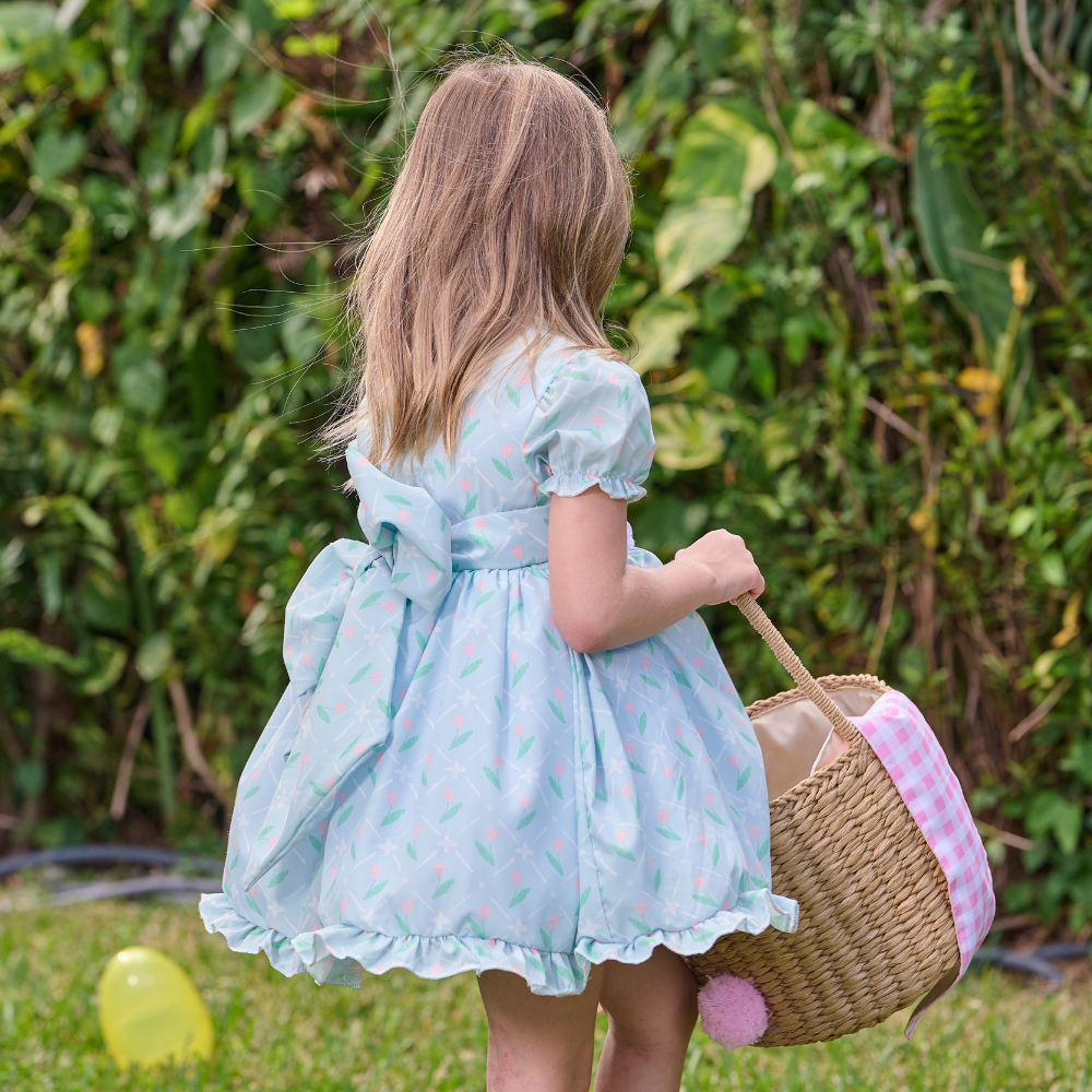 Gingham Kids Easter Basket - Easter Bunny Ears (Monogram Included)