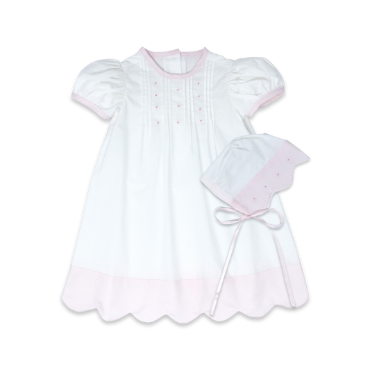 1956 Daygown Set- Blessings White, Scallop Pink