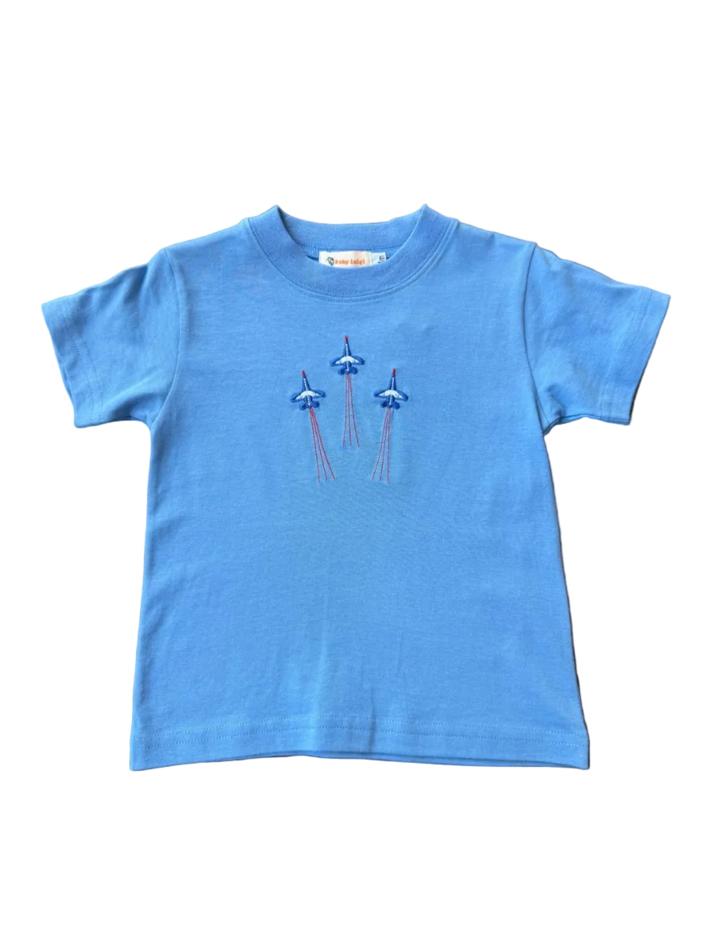 Flying Jets Emroidered Blue Tee