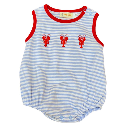 Striped Sleeveless Bubble- Red Lobsters