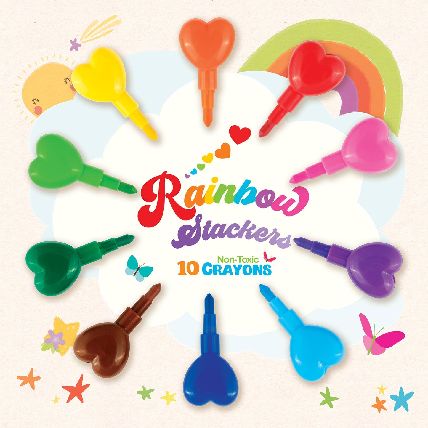 Rainbow Stackers | Heart and Star Shaped Stackable Crayons