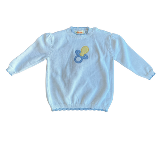 Pacifier Light Blue Trim Sweater