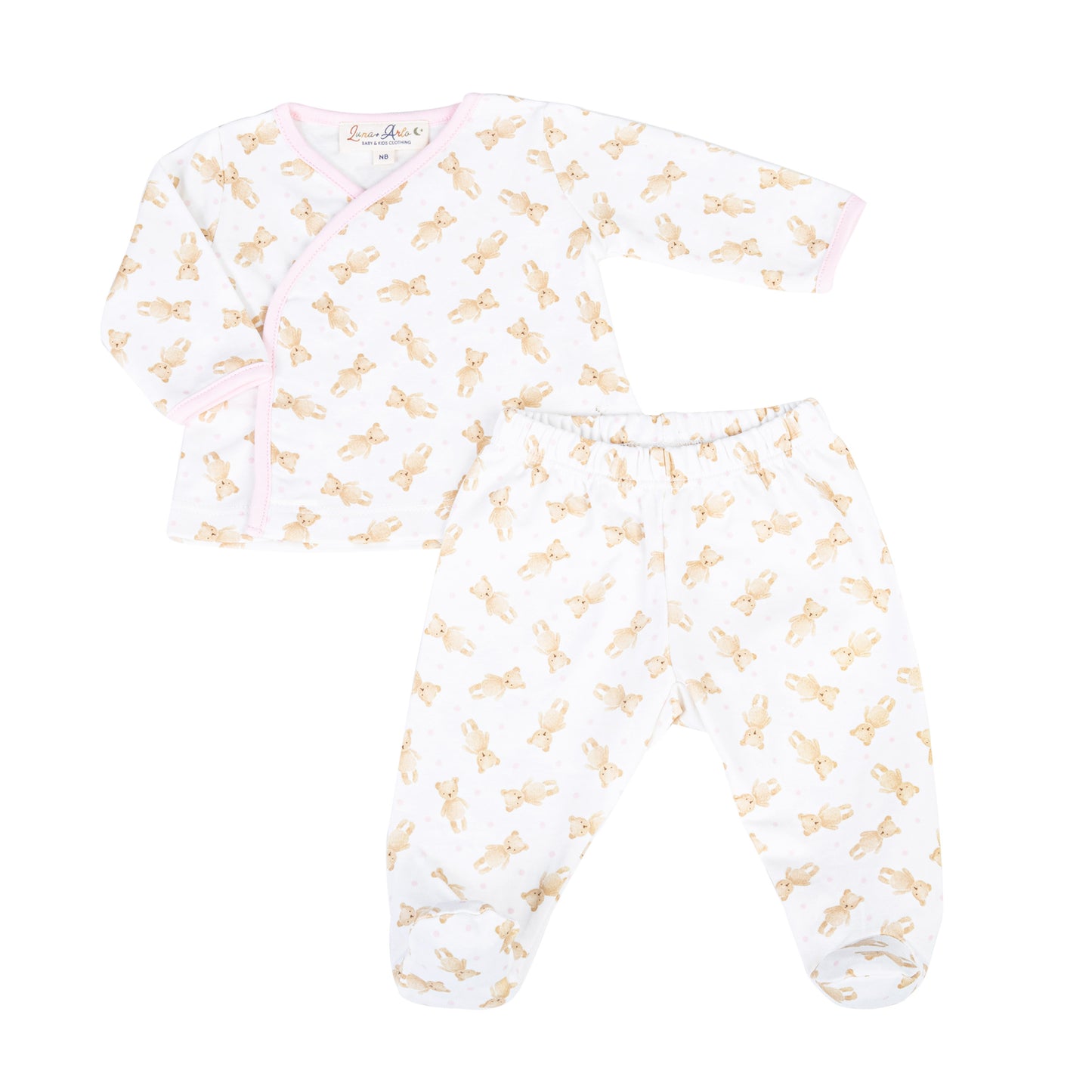 Teddy Printed Footed Pant Set - Pink