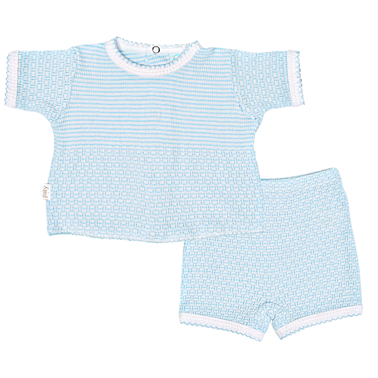 Blue Knit Shorts Set