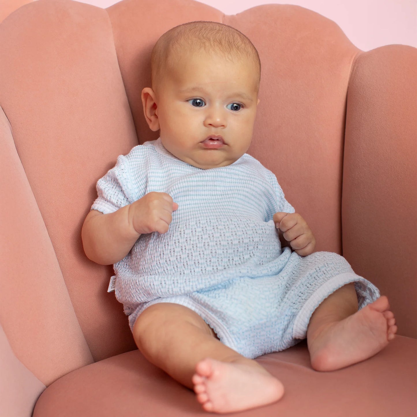 Blue Knit Shorts Set