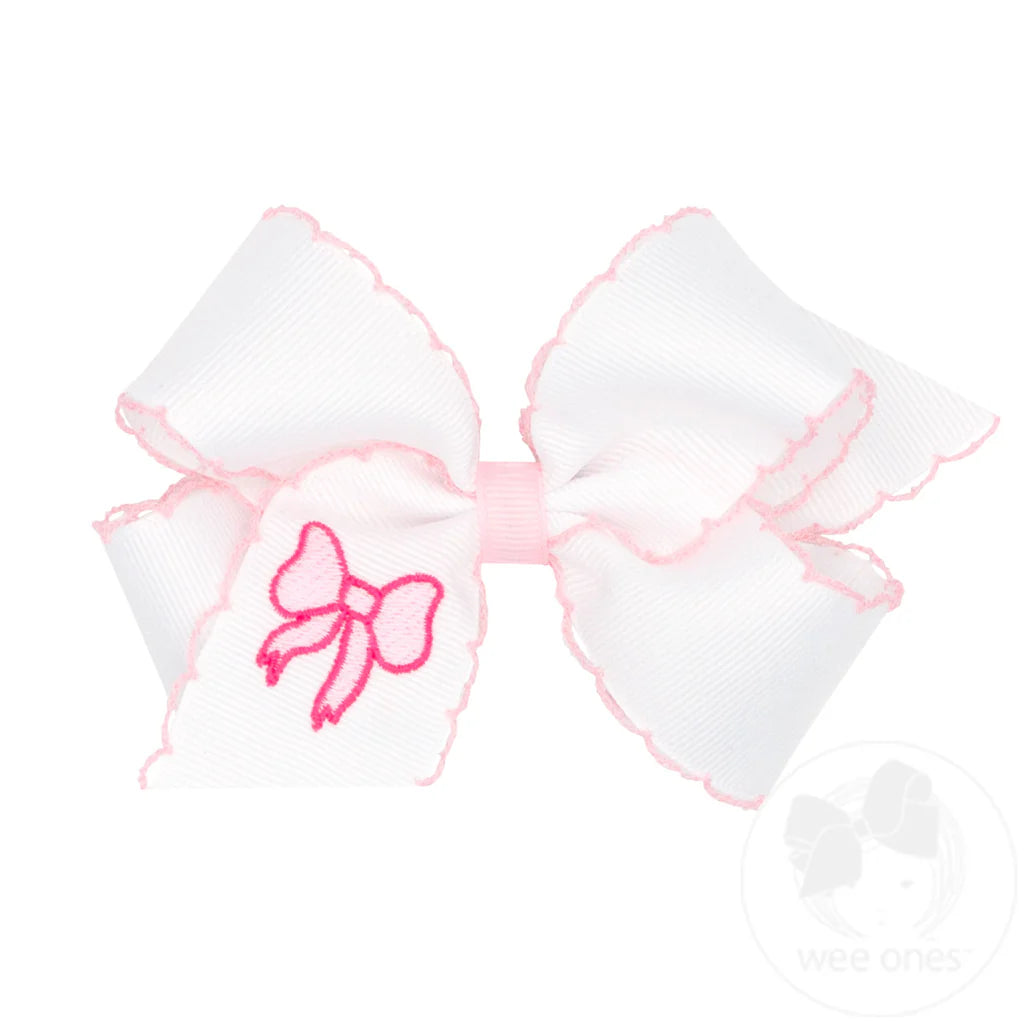 Moonstitch Embroidered Pink Bow