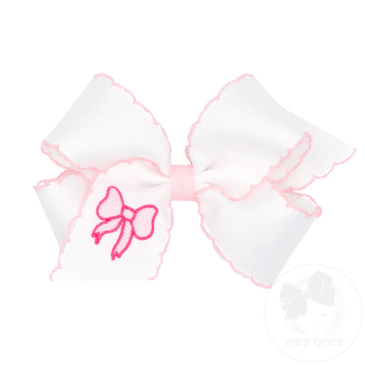 Moonstitch Embroidered Pink Bow