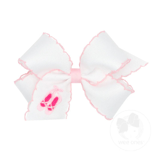 Moonstitch Embroidered Pink Ballet Slippers Bow