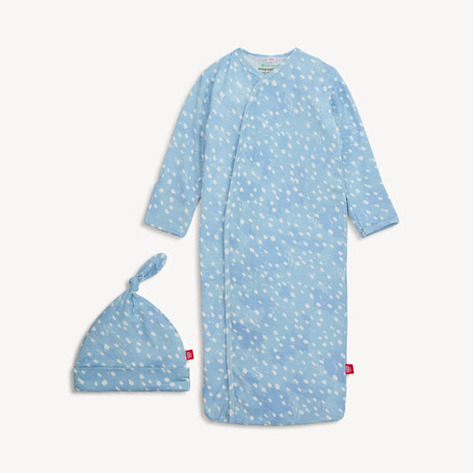 Blue Doeskin Gown and Hat Set