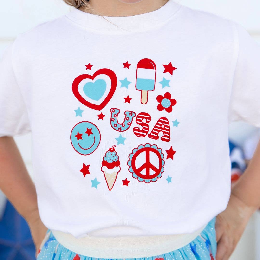 4th Of July Doodle Short Sleeve T-Shirt - Kids Clothes