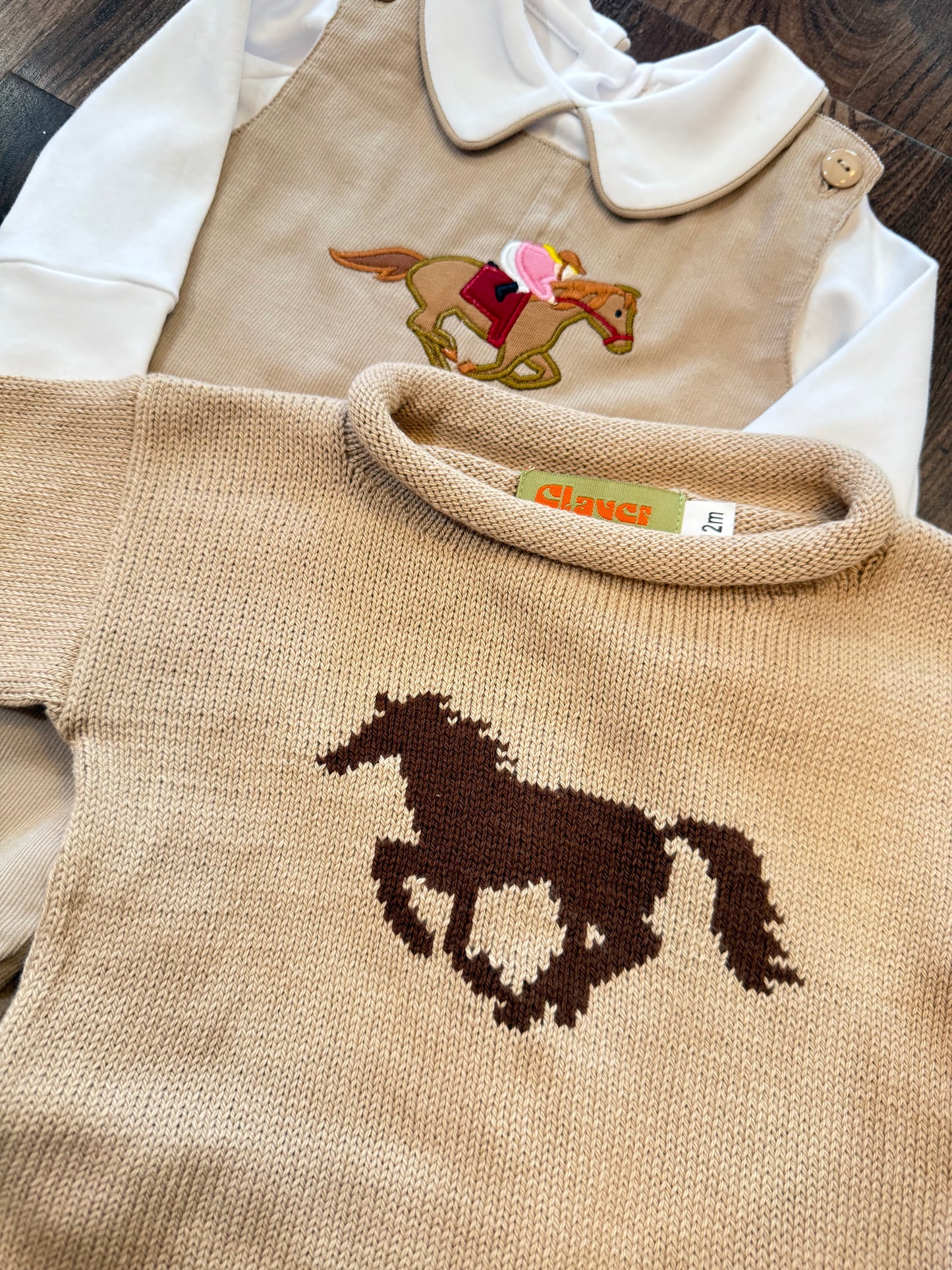 Roll Neck Horse Sweater - Sand