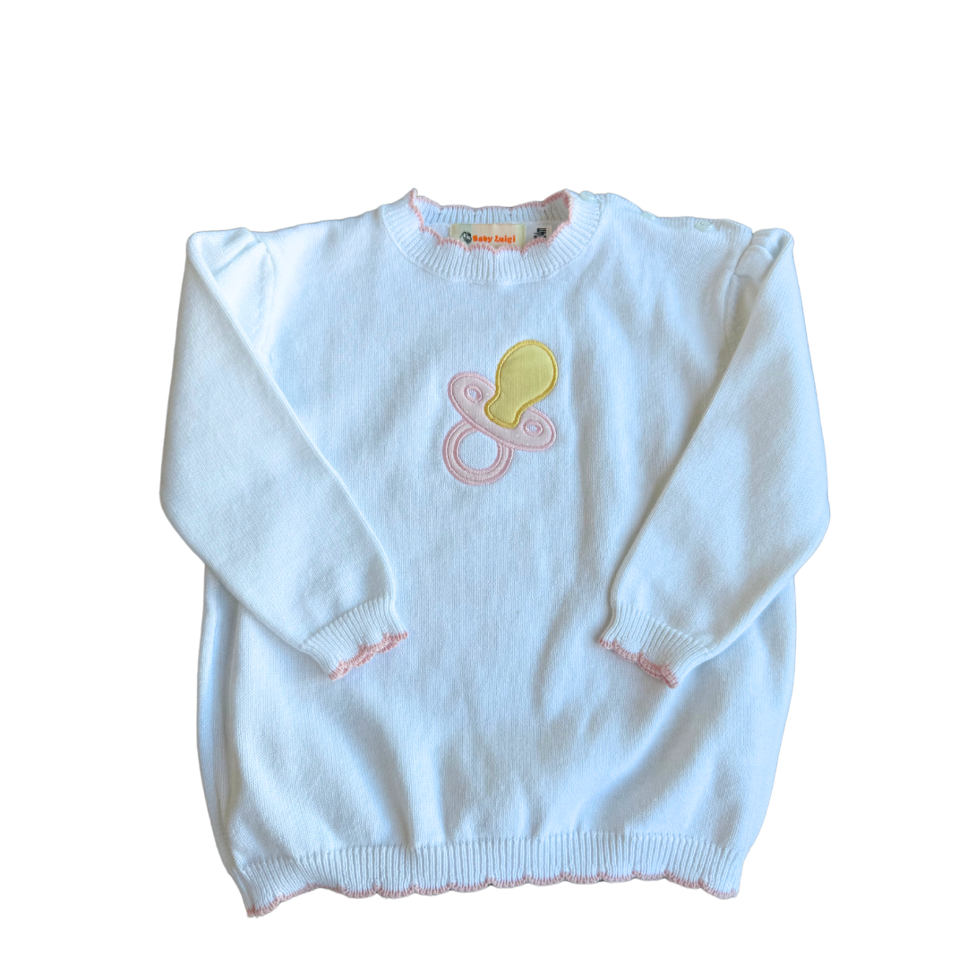 Pacifier Light Pink Trim Sweater