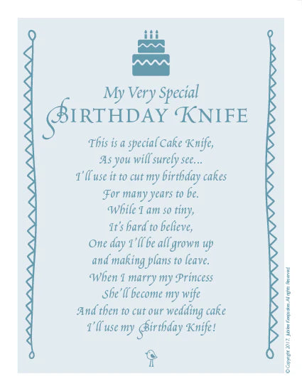 First Birthday Cake Knife - Blue Seersucker with White Ribbon