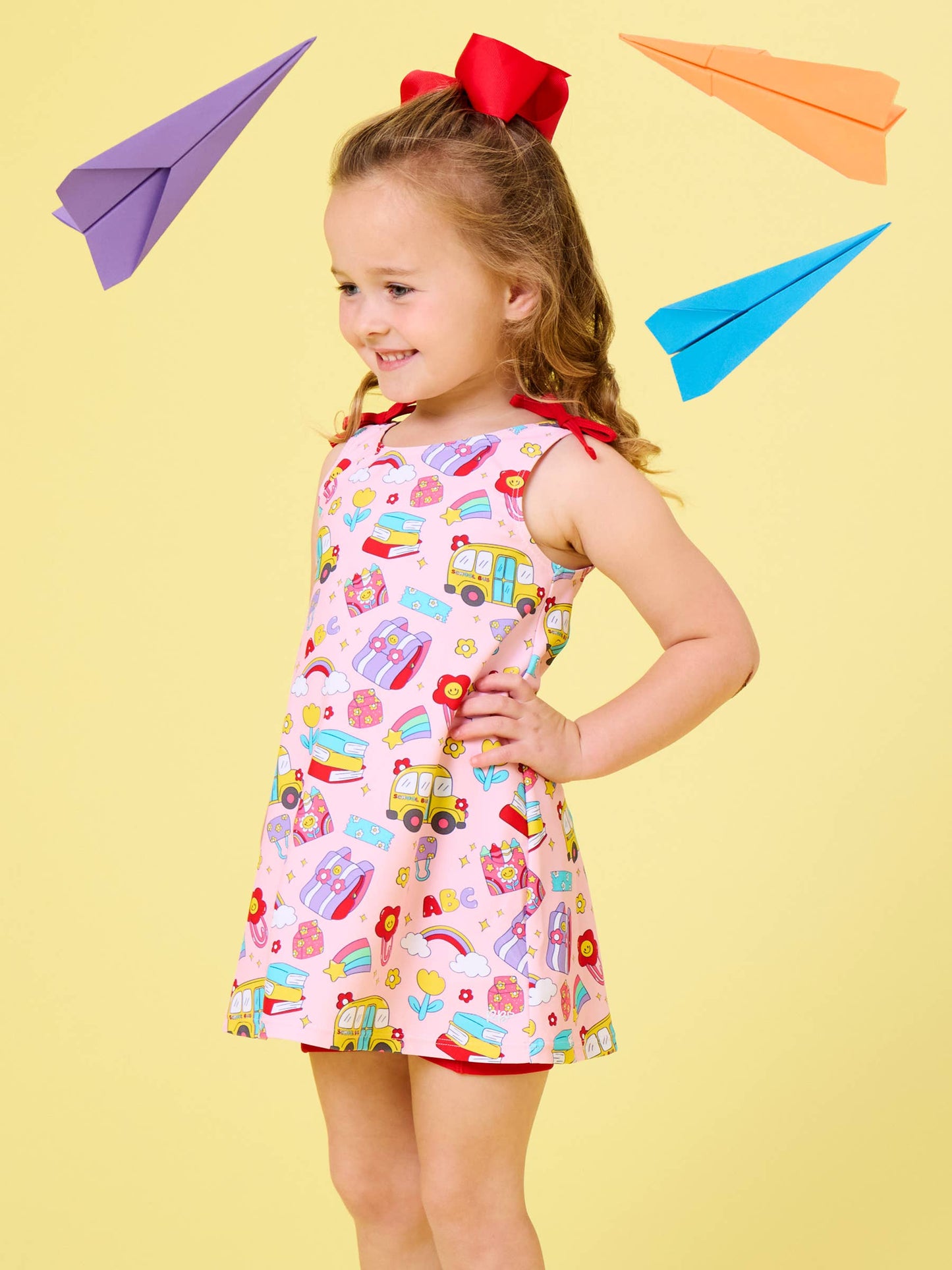 Girls Classroom Cutie Active A-Line Bow Dress & Bike Short Set
