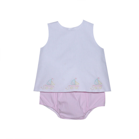 Bailey Diaper Set - Pink Sailboat