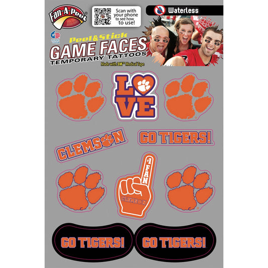 Clemson Game Faces® Temporary Tattoos