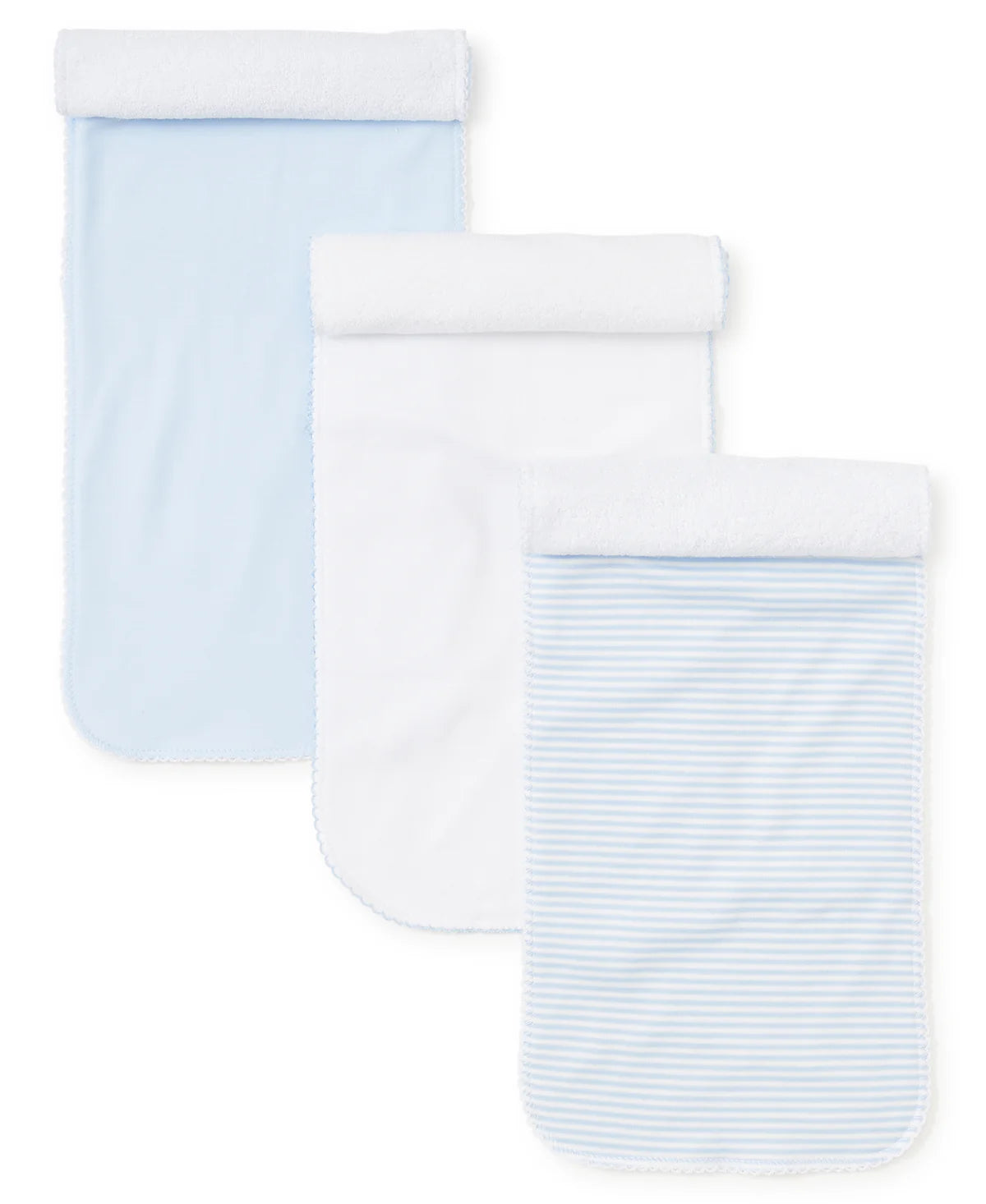 Blue Stripe 3 Pack Burp Set w/ Tulle Bag