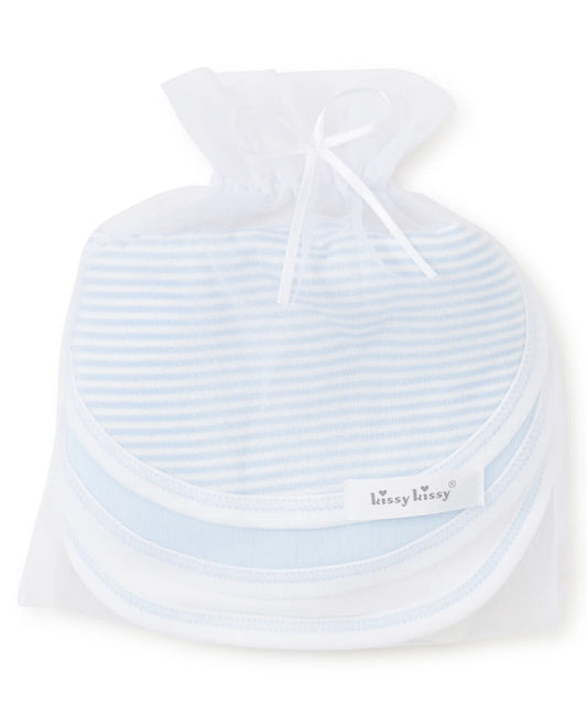 Blue Stripe 3 Pack Bib Set w/ Tulle Bag