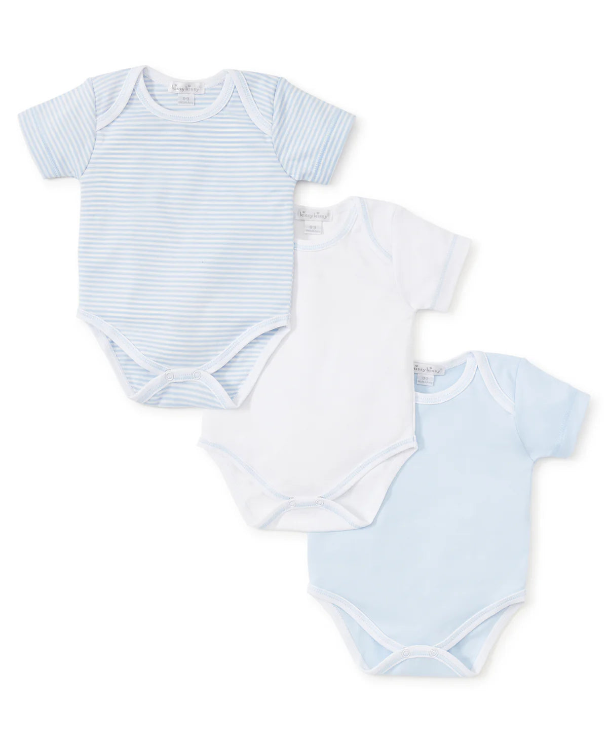 Light Blue Stripe 3 Pack S/S Bodysuit Set w/ Tulle Bag