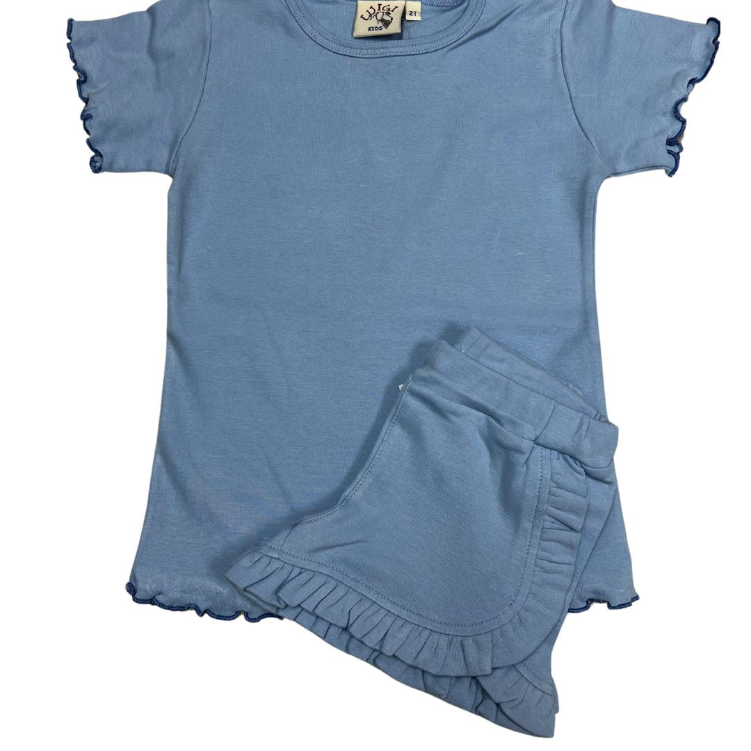 Short Sleeve T-Shirt- Sky Blue/Dark Chambray