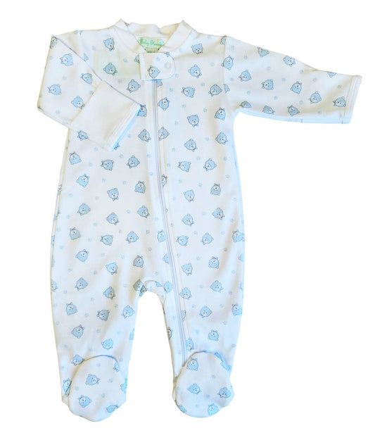 Blue Bears Print  Print Baby Pima Cotton  Footie