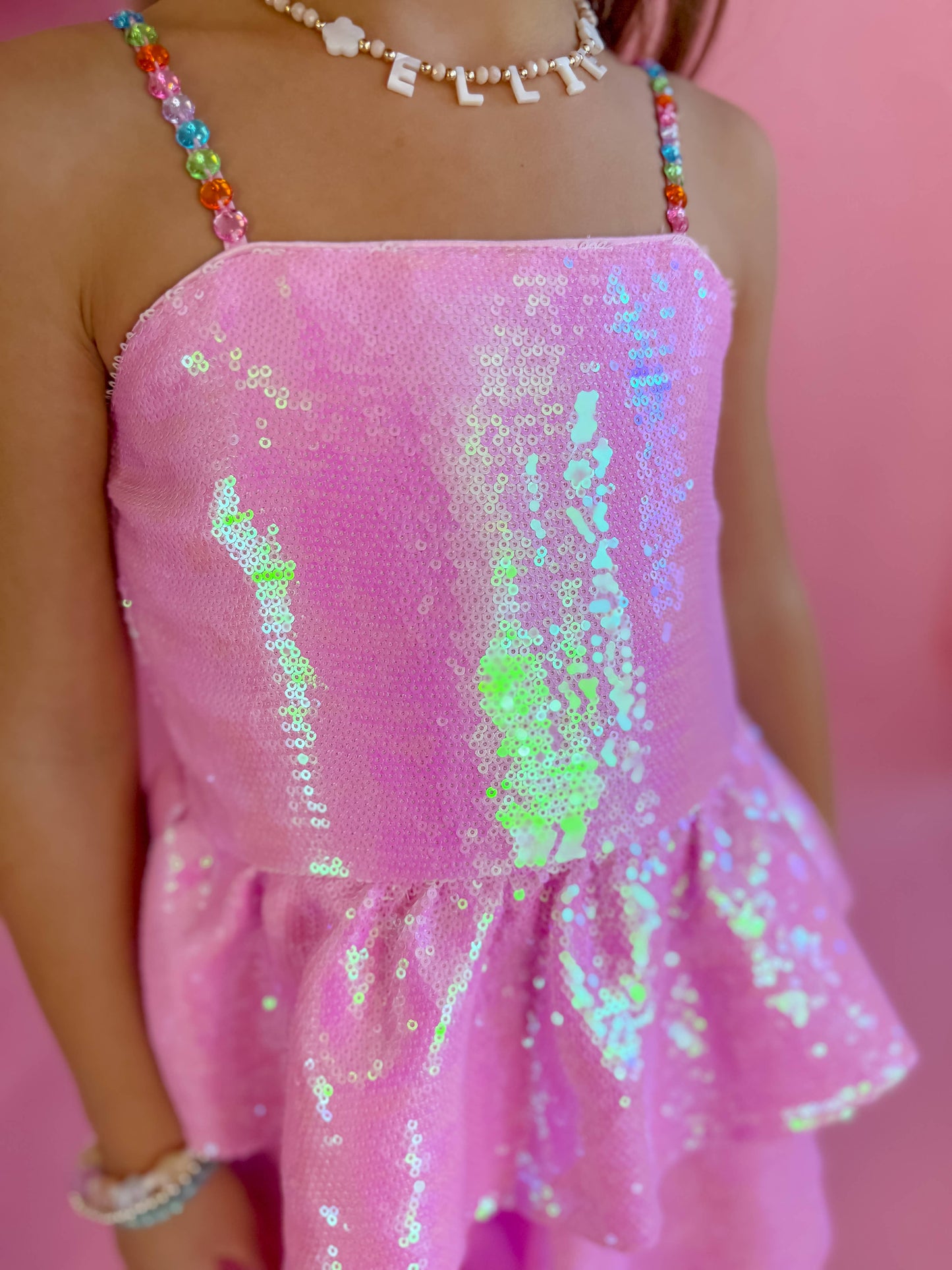 *PRE-ORDER* Pink Sequin Gem Dress 