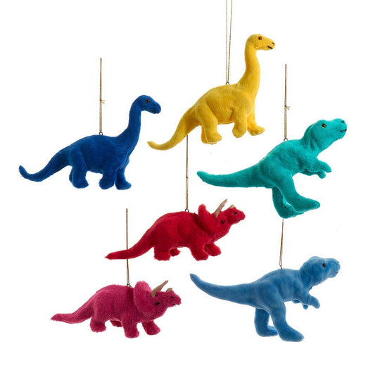 3-4" Fuzzy Colorful Dinosaur Ornament