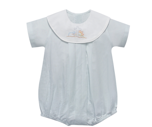 Blue Bailey Boy Bubble - He is Risen