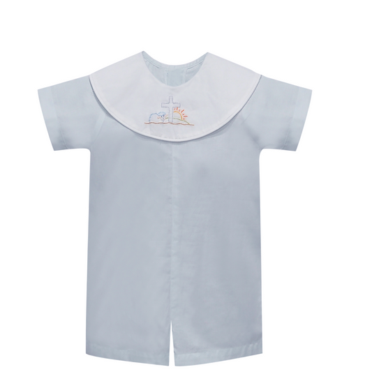 Blue Rowan Romper - He is Risen