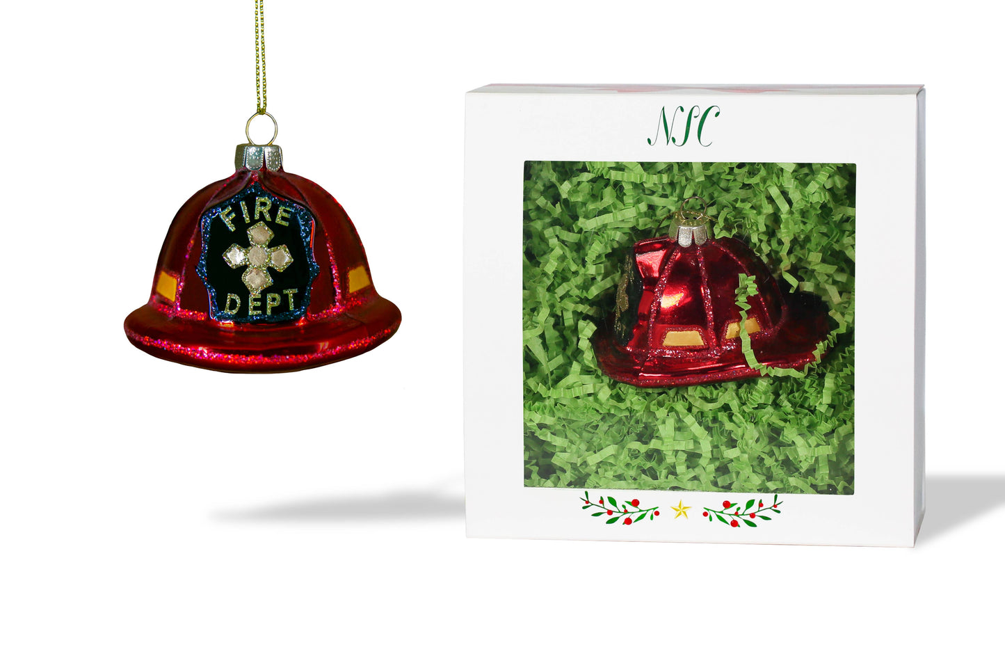North Star Christmas | Firemans Hat Glass Ornament