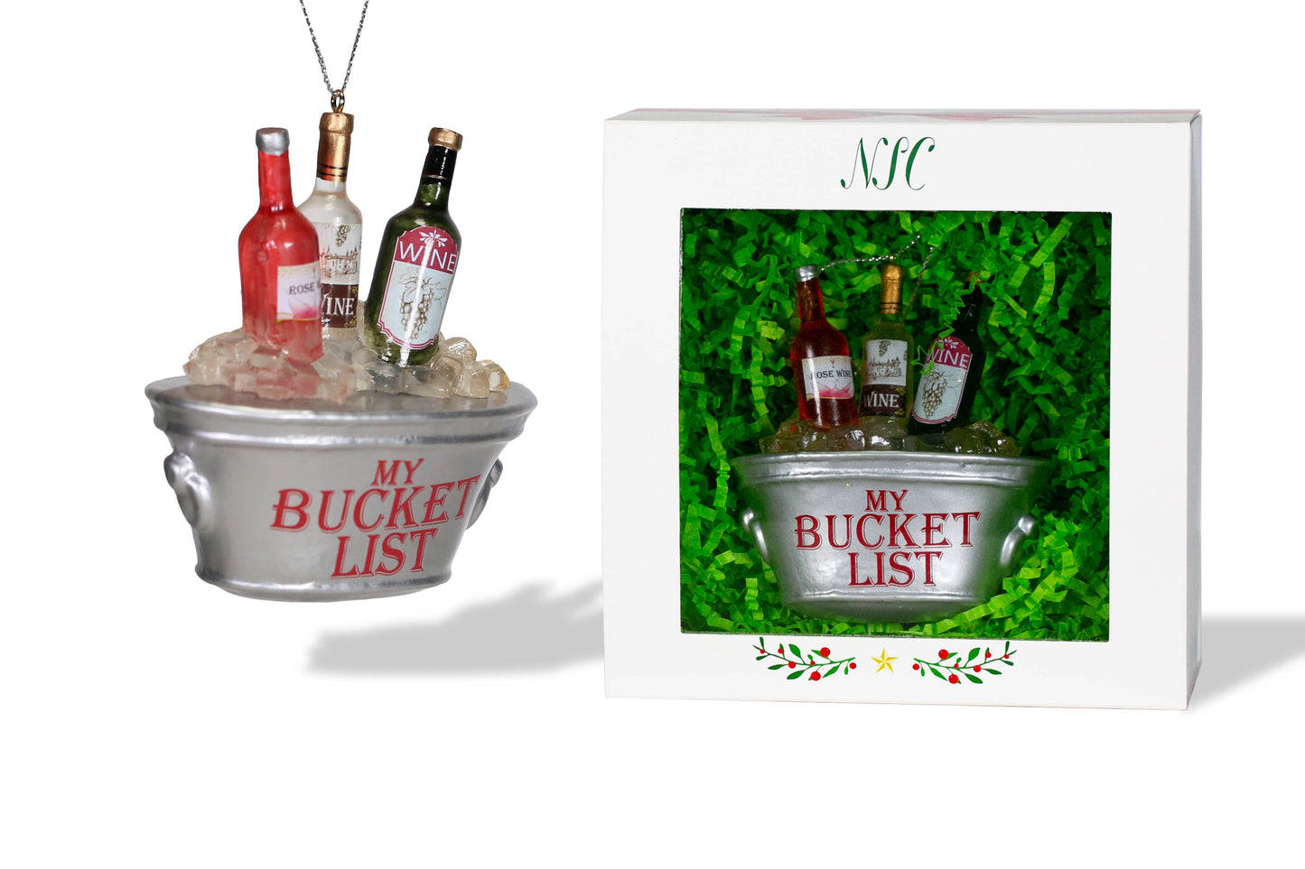 North Star Christmas | Wine Bucket List Glass Ornament