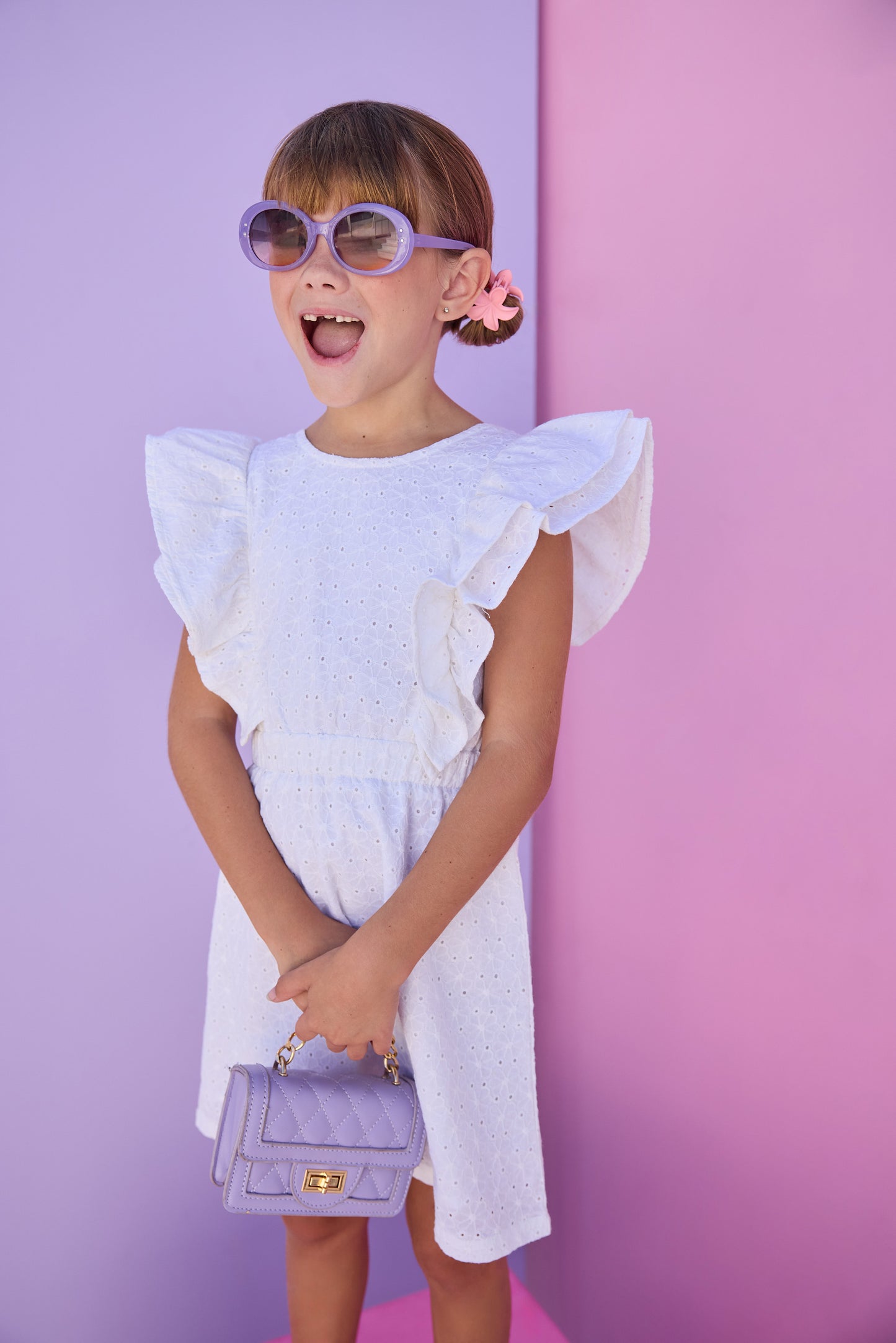 Sadie Dress - White Trellis Jacquard