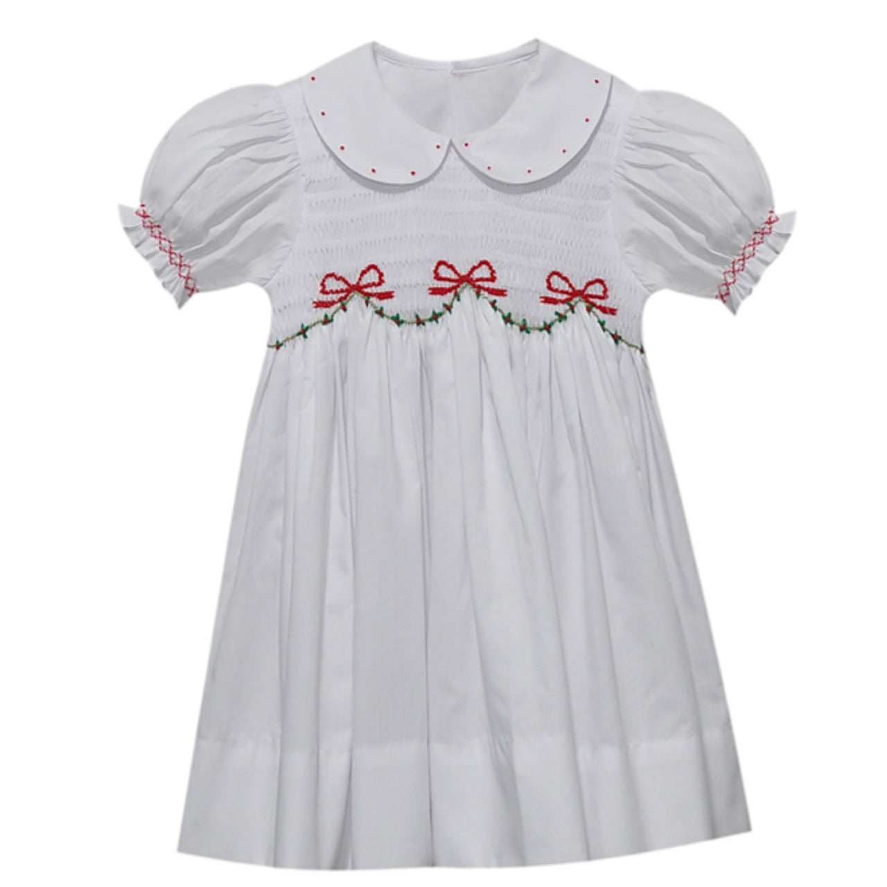 White Cate Dress - Christmas Ribbons