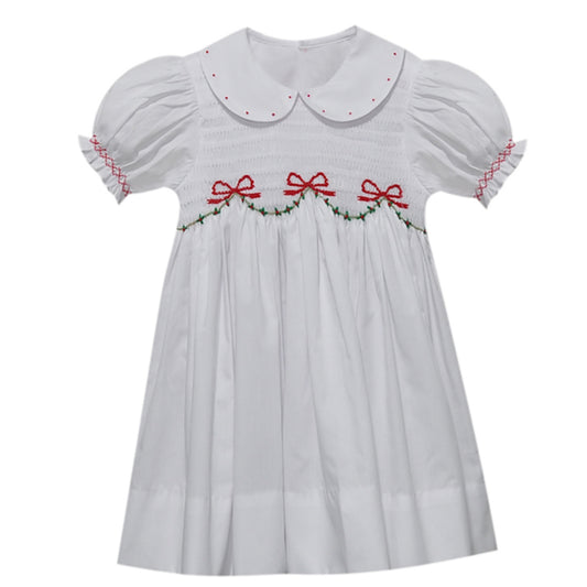 White Cate Dress - Christmas Ribbons