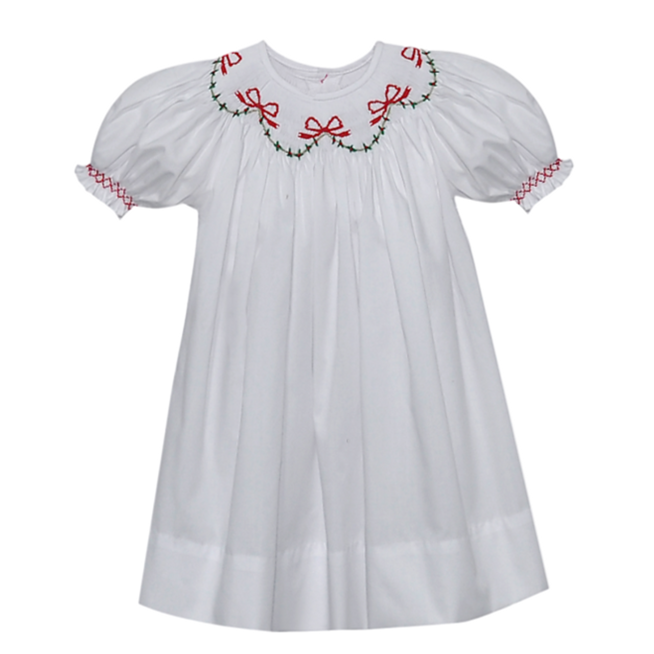 White Cate Bishop Dress - Christmas Ribbons