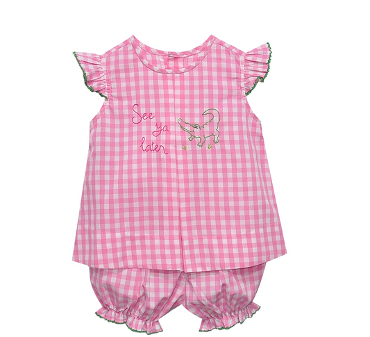 Pink Reese Bloomer Set - See Ya Later Alligator