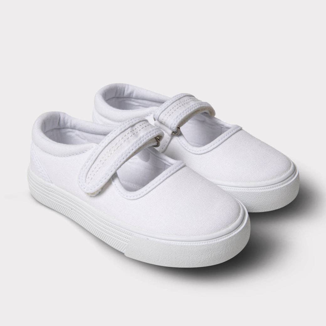 Jamie Girls Mary Jane Shoe- Tumbled White