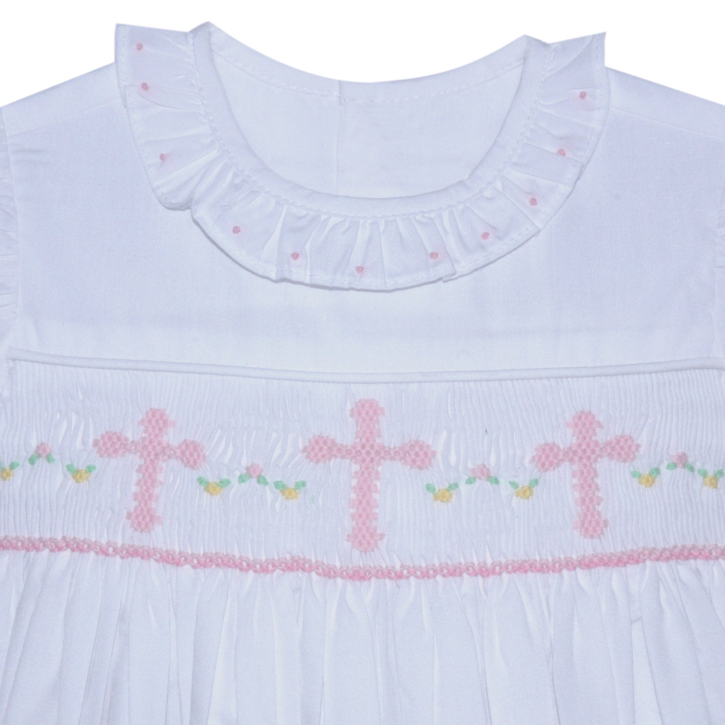 White Juliette Dress - Smocked Cross