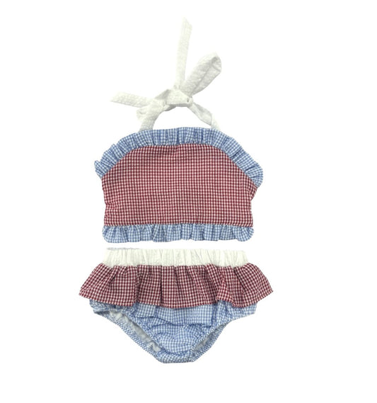 2pc Swimsuit- Red & Blue Colorblock