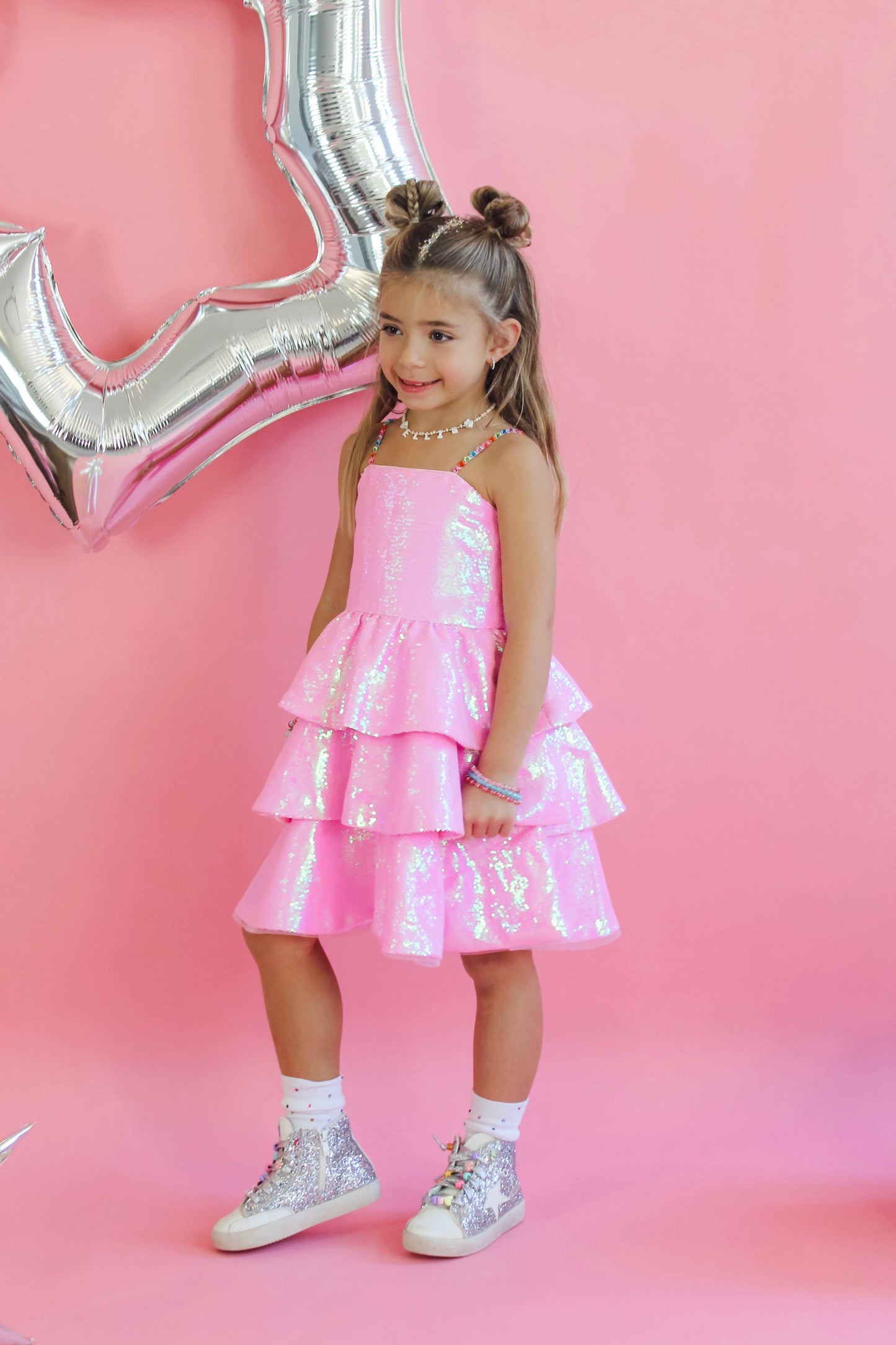 *PRE-ORDER* Pink Sequin Gem Dress 