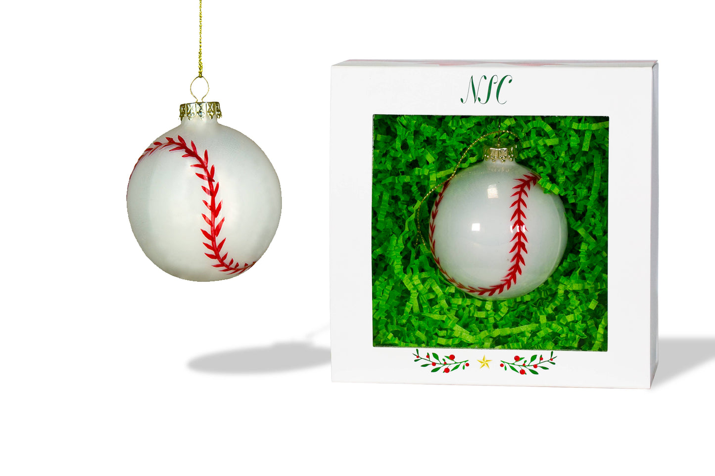 North Star Christmas | Baseball Glass Ornament