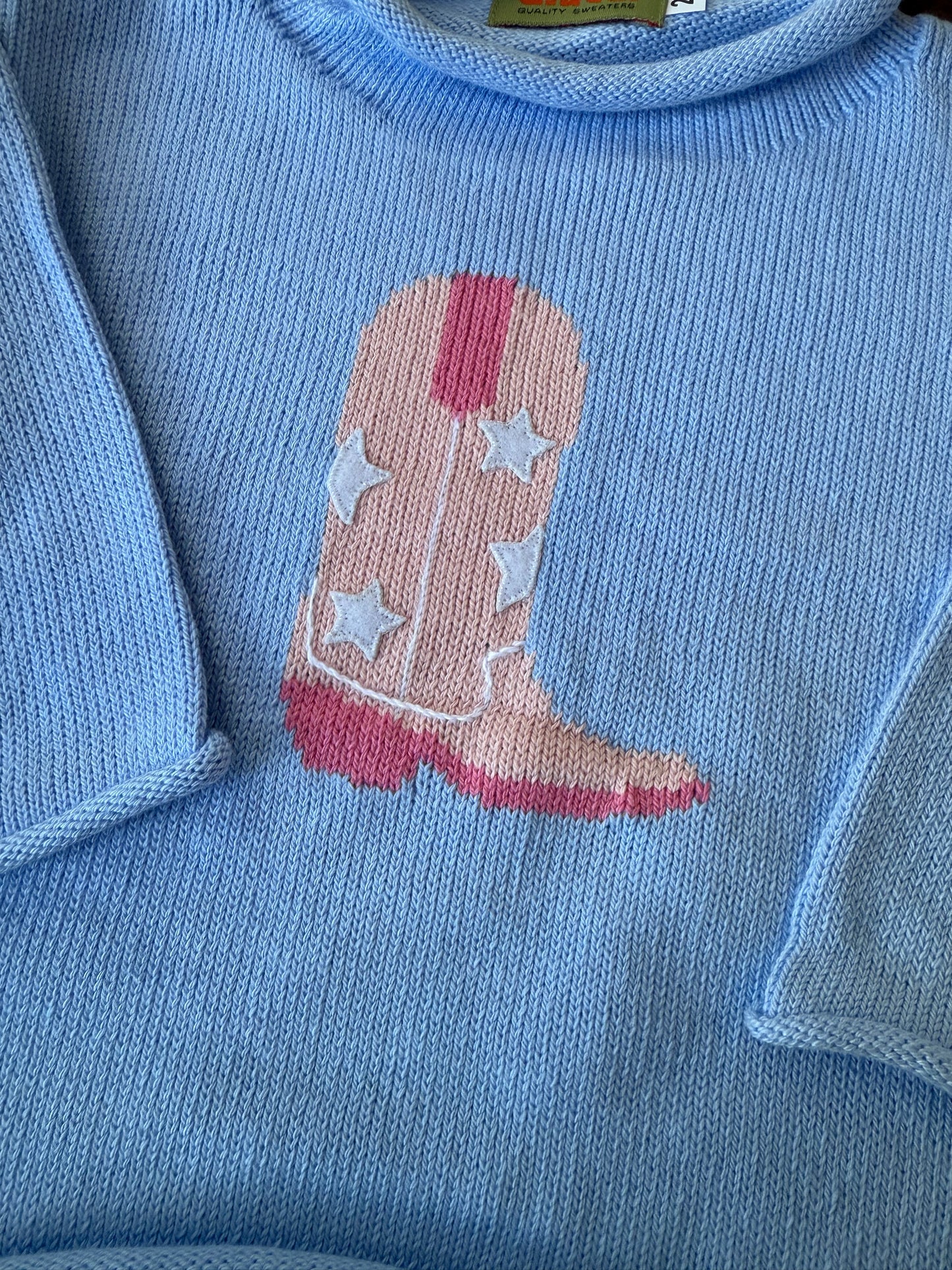 Roll Neck Boot Sweater - Sky Blue