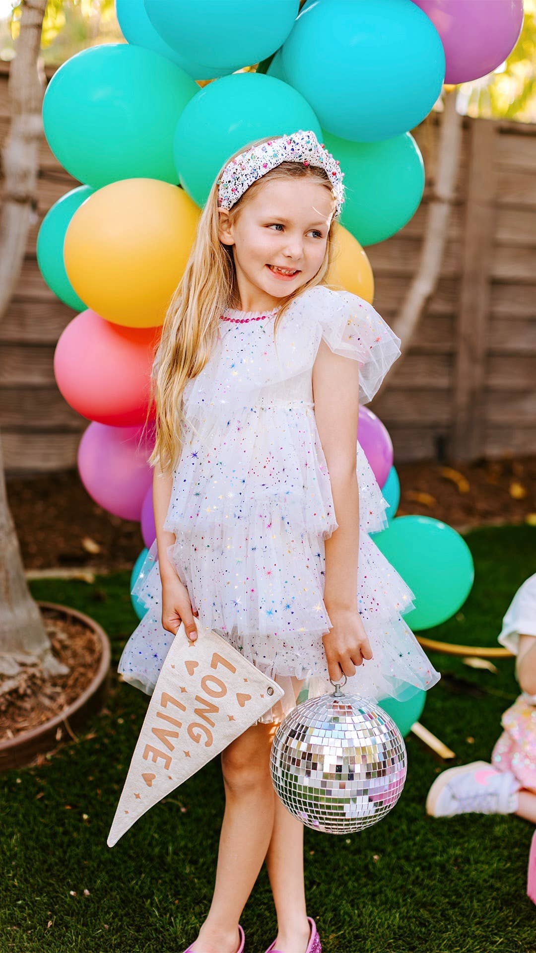 White Sparkler Foil Cake Dress | White Birthday Cake Dress