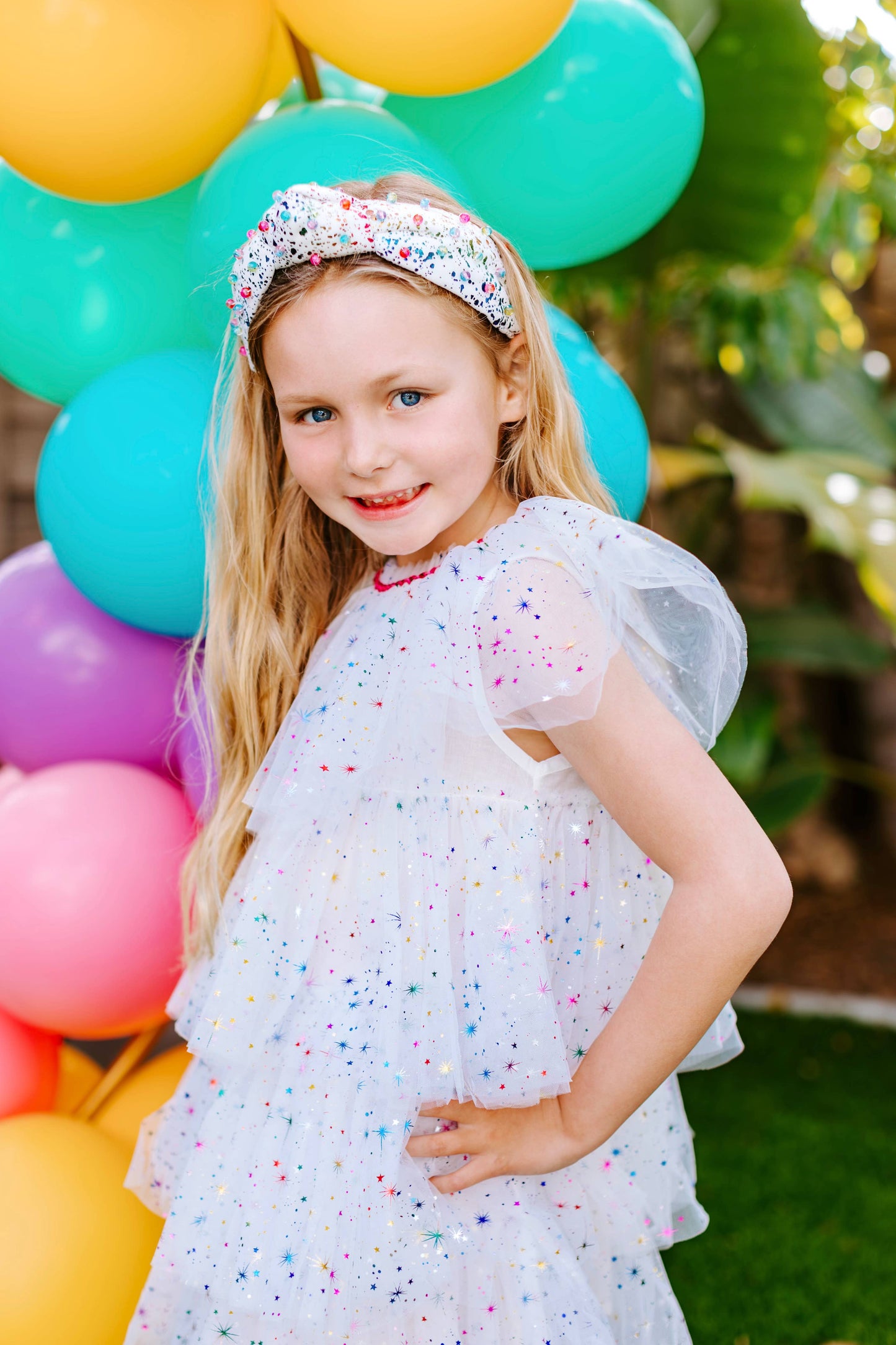 White Sparkler Foil Cake Dress | White Birthday Cake Dress