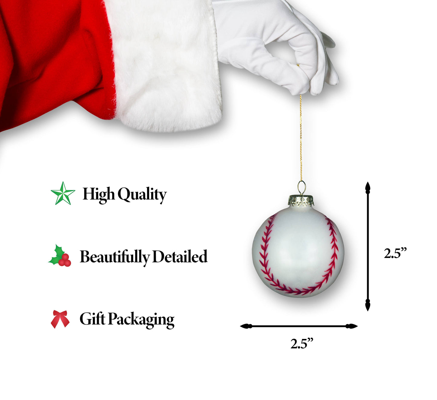 North Star Christmas | Baseball Glass Ornament