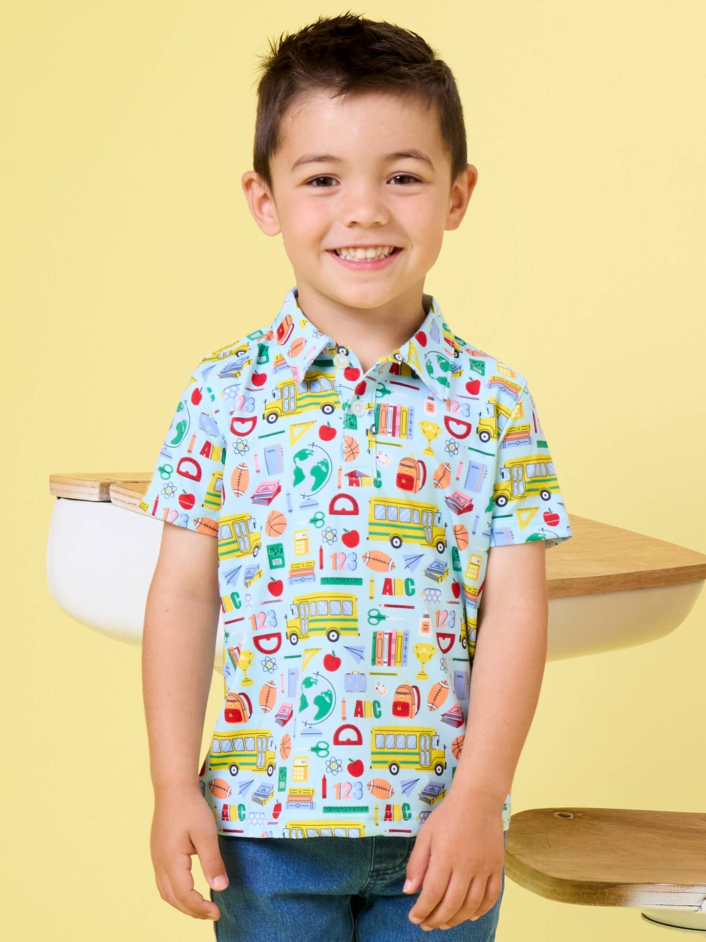 Boys Classroom Crew Knit Short Sleeve Performance Polo
